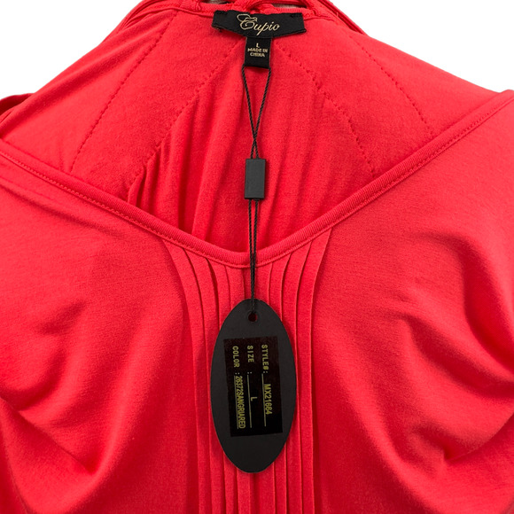 Cupio Womens Dark Pink V Neck Sleeveless Pleated Front Lace Dress Size Large - Picture 8 of 12